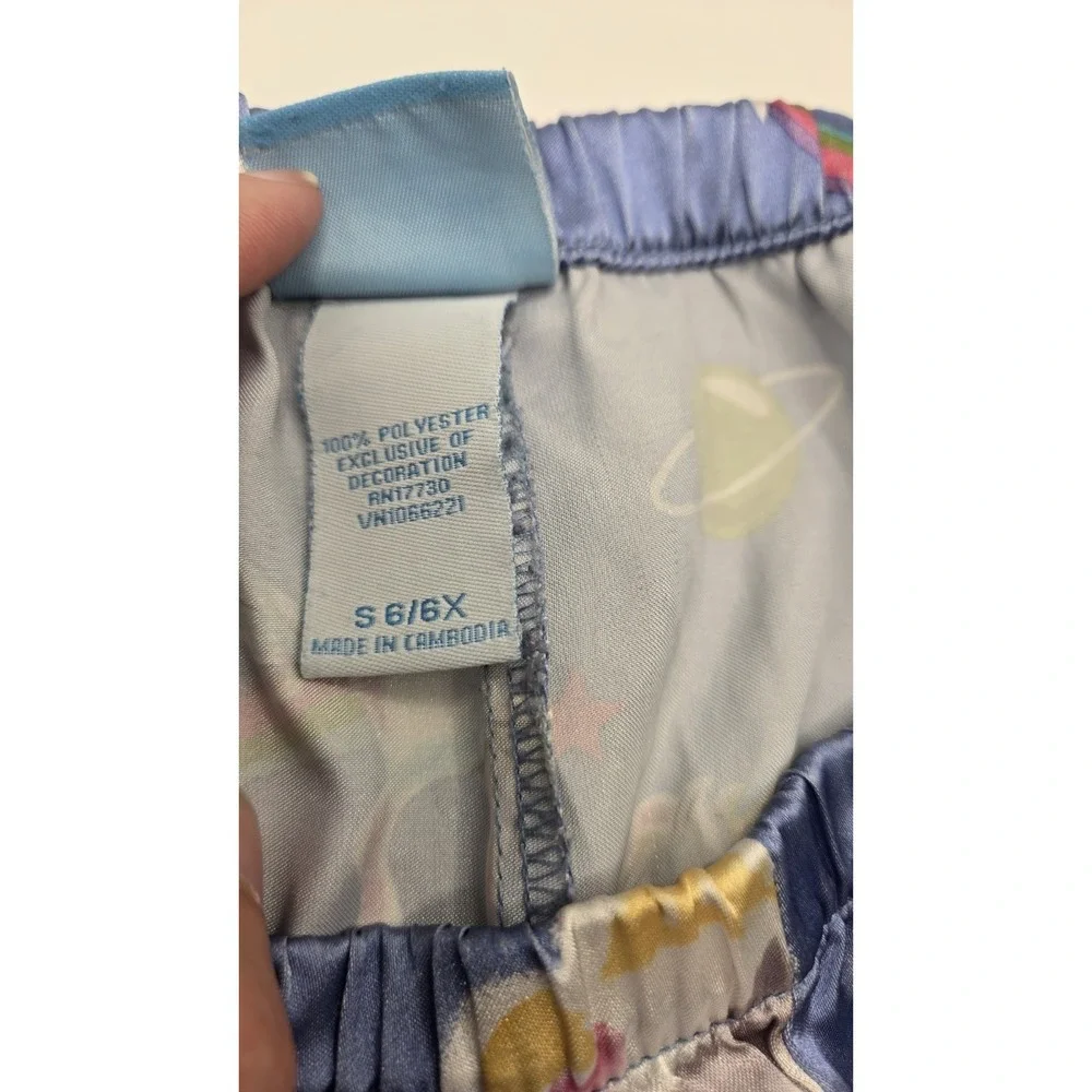 Nick & Nora Unicorn Pegasus Rainbow Satin Pajama Pants Girls 6 6X Moon Stars